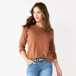Women's Sonoma Goods For Life® Everyday Crewneck Long Sleeve Tee -True Fit Shop 5625802 Brown