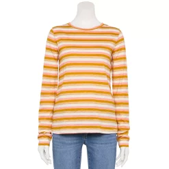 Women's Sonoma Goods For Life® Everyday Crewneck Long Sleeve Tee -True Fit Shop 5625802 Gold Stripe