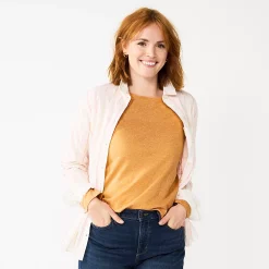 Women's Sonoma Goods For Life® Everyday Crewneck Long Sleeve Tee -True Fit Shop 5625802 Gold Texture