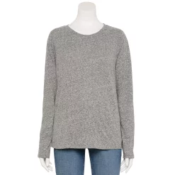 Women's Sonoma Goods For Life® Everyday Crewneck Long Sleeve Tee -True Fit Shop 5625802 Gray Texture