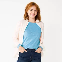 Women's Sonoma Goods For Life® Everyday Crewneck Long Sleeve Tee -True Fit Shop 5625802 Light Blue Texture