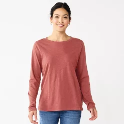Women's Sonoma Goods For Life® Everyday Crewneck Long Sleeve Tee -True Fit Shop 5625802 Mauve