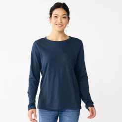 Women's Sonoma Goods For Life® Everyday Crewneck Long Sleeve Tee -True Fit Shop 5625802 Navy