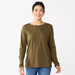 Women's Sonoma Goods For Life® Everyday Crewneck Long Sleeve Tee -True Fit Shop 5625802 Olive