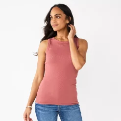 Women's Sonoma Goods For Life® Slim Fit High Neck Rib Tank 19 Women's Sonoma Goods For Life® Slim Fit High Neck Rib Tank -True Fit Shop 5651280 Mauve