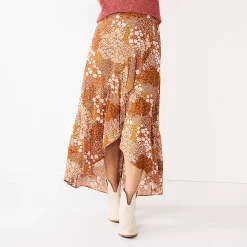 Women's Sonoma Goods For Life® Wrap Ruffle Maxi Skirt -True Fit Shop 5657677 Mauve Multi Floral