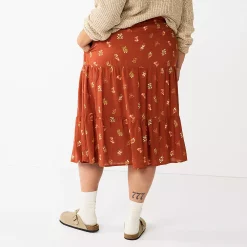 Plus Size Sonoma Goods For Life® Tiered Midi Skirt -True Fit Shop 5659149 ALT