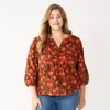 Plus Size Sonoma Goods For Life® Notchneck Long Sleeve Top