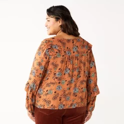 Plus Size Sonoma Goods For Life® Ruffle Peasant Top -True Fit Shop 5662063 ALT
