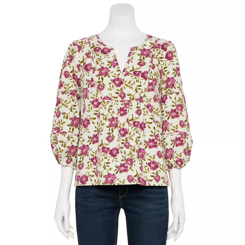 Petite Sonoma Goods For Life® Notchneck Sleeve Piecing Top 1 Petite Sonoma Goods For Life® Notchneck Sleeve Piecing Top