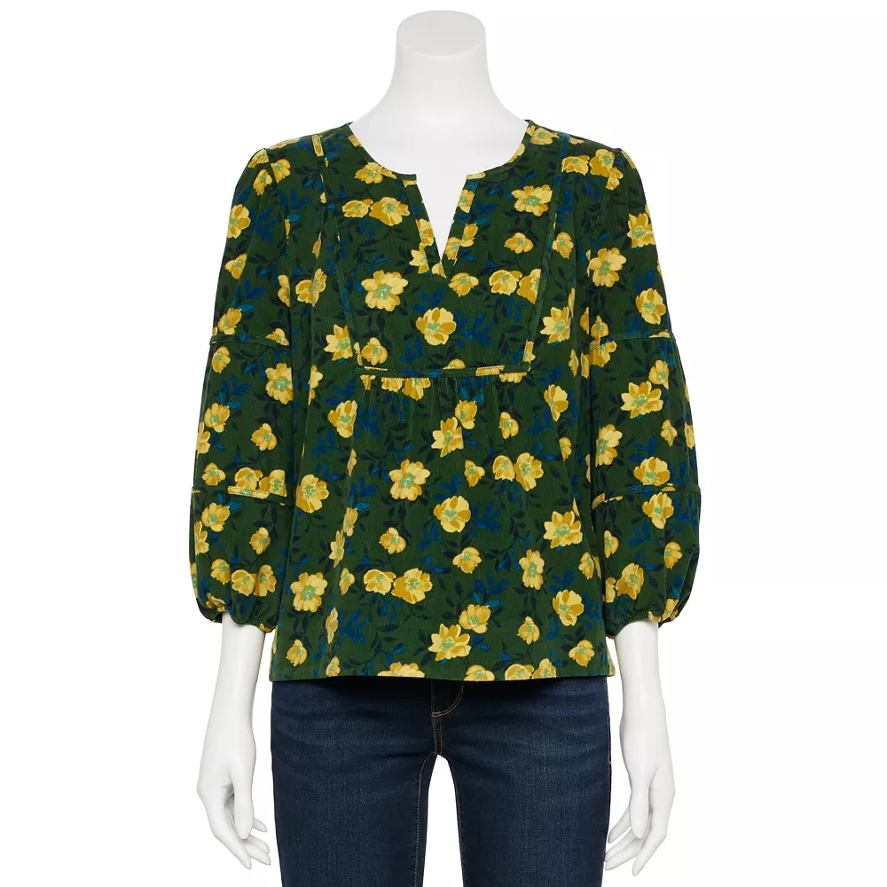 Petite Sonoma Goods For Life® Notchneck Sleeve Piecing Top 2 Petite Sonoma Goods For Life® Notchneck Sleeve Piecing Top - Image 2