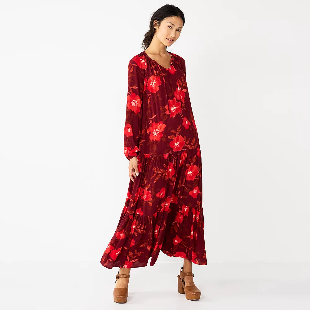 Petite Sonoma Goods For Life® Tiered Long Sleeve Maxi Dress 2 Petite Sonoma Goods For Life® Tiered Long Sleeve Maxi Dress - Image 2