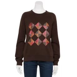 Women's Sonoma Goods For Life® Everyday Crewneck Sweatshirt -True Fit Shop 5664640 Brown Quilt Graphic