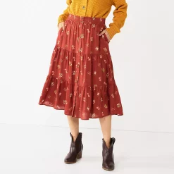 Women's Sonoma Goods For Life® Tiered Maxi Skirt -True Fit Shop 5664691 Mauve Floral