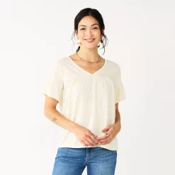 Women's Sonoma Goods For Life® Ruffled Babydoll Top 10 Women's Sonoma Goods For Life® Ruffled Babydoll Top -True Fit Shop 5665750 Cream