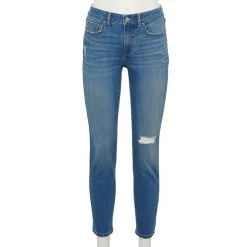 Women's Sonoma Goods For Life® Curvy High-Waisted Skinny Jeans -True Fit Shop 5670980 Destructed Blue Wash