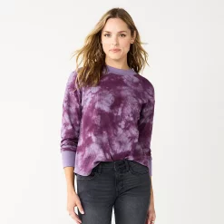 Women's Sonoma Goods For Life® Mockneck Waffle Top -True Fit Shop 5672315 Berry Tie Dye