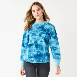 Women's Sonoma Goods For Life® Mockneck Waffle Top -True Fit Shop 5672315 Blue Tie Dye