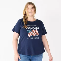 Plus Size Sonoma Goods For Life® Crewneck Patriotic Graphic Tee -True Fit Shop 5672984 Navy Free Brave