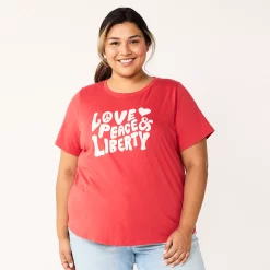 Plus Size Sonoma Goods For Life® Crewneck Patriotic Graphic Tee -True Fit Shop 5672984 Red Love Peace Liberty