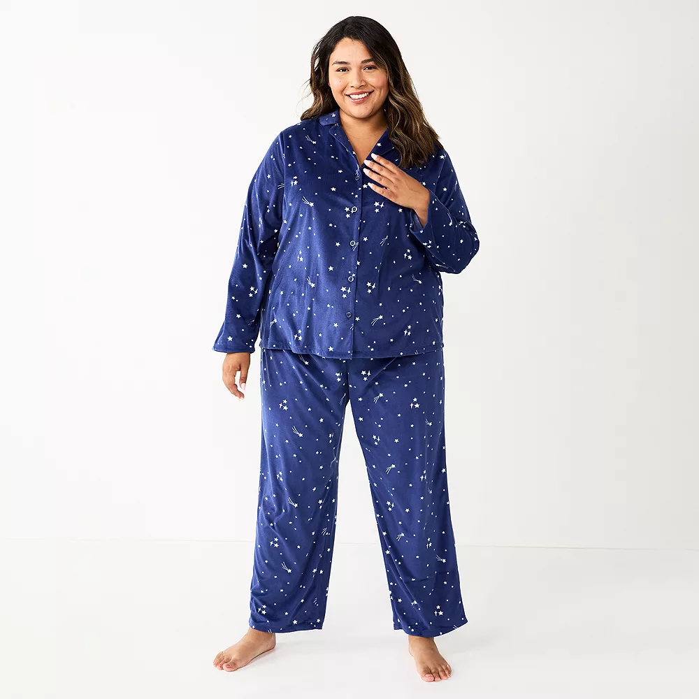 Plus Size Sonoma Goods For Life® Velour Pajama Shirt & Pajama Pants Sleep Set 2 Plus Size Sonoma Goods For Life® Velour Pajama Shirt & Pajama Pants Sleep Set - Image 2