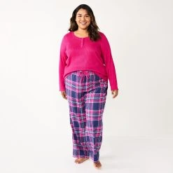Plus Size Sonoma Goods For Life® Flannel Pajama Pants & Pajama Top Sleep Set 6 Plus Size Sonoma Goods For Life® Flannel Pajama Pants & Pajama Top Sleep Set -True Fit Shop 5675638 Navy Forest Pld