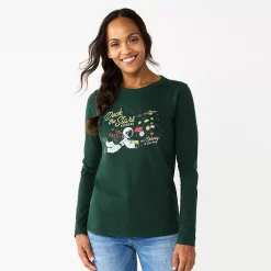 Women's Sonoma Goods For Life® Long Sleeve Christmas Graphic Tee -True Fit Shop 5676288 Deck The Stars