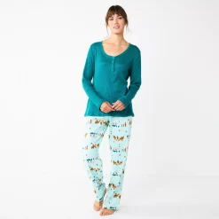 Women's Sonoma Goods For Life® Flannel Pajama Pants & Pajama Top Sleep Set 21 Women's Sonoma Goods For Life® Flannel Pajama Pants & Pajama Top Sleep Set -True Fit Shop 5677709 Aqua Forest