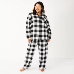 Plus Size Sonoma Goods For Life® Flannel Pajama Shirt & Pajama Pants Sleep Set 9 Plus Size Sonoma Goods For Life® Flannel Pajama Shirt & Pajama Pants Sleep Set -True Fit Shop 5677717 Black Buffalo