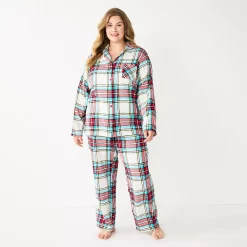 Plus Size Sonoma Goods For Life® Flannel Pajama Shirt & Pajama Pants Sleep Set 8 Plus Size Sonoma Goods For Life® Flannel Pajama Shirt & Pajama Pants Sleep Set -True Fit Shop 5677717 Ivory Festive Plaid