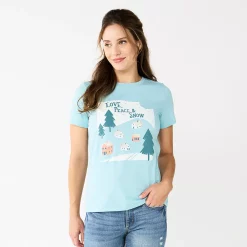 Women's Sonoma Goods For Life® Short Sleeve Christmas Graphic Tee -True Fit Shop 5686036 Blue Snow