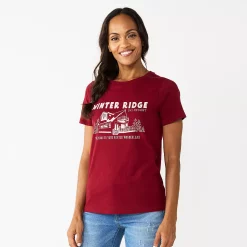 Women's Sonoma Goods For Life® Short Sleeve Christmas Graphic Tee -True Fit Shop 5686036 Winter Ridge