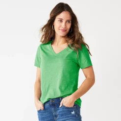 Women's Tall Sonoma Goods For Life® Everyday V-Neck Tee -True Fit Shop 5686285 Aloe Green