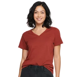 Women's Tall Sonoma Goods For Life® Everyday V-Neck Tee -True Fit Shop 5686285 Burgandy Rust