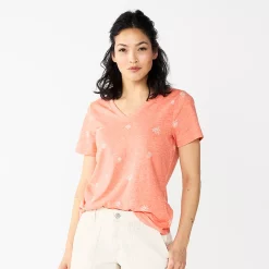 Women's Tall Sonoma Goods For Life® Everyday V-Neck Tee -True Fit Shop 5686285 Coral Mini Floral