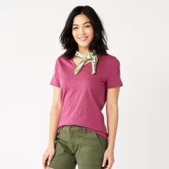 Women's Tall Sonoma Goods For Life® Everyday V-Neck Tee -True Fit Shop 5686285 Dark Raspberry