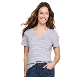Women's Tall Sonoma Goods For Life® Everyday V-Neck Tee -True Fit Shop 5686285 Light Purple Stripe