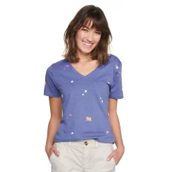 Women's Tall Sonoma Goods For Life® Everyday V-Neck Tee -True Fit Shop 5686285 Purple Spaced Floral