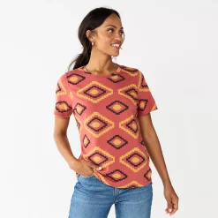 Women's Tall Sonoma Goods For Life® Essential Crewneck Tee 67 Women's Tall Sonoma Goods For Life® Essential Crewneck Tee -True Fit Shop 5686288 Mauve Large Geo