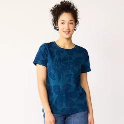 Women's Tall Sonoma Goods For Life® Essential Crewneck Tee 73 Women's Tall Sonoma Goods For Life® Essential Crewneck Tee -True Fit Shop 5686288 Navy Tropical Floral
