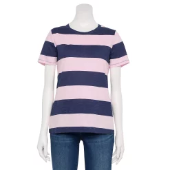 Women's Tall Sonoma Goods For Life® Essential Crewneck Tee 70 Women's Tall Sonoma Goods For Life® Essential Crewneck Tee -True Fit Shop 5686288 Purp Navy Rugby Stripe