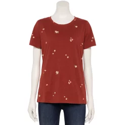 Women's Tall Sonoma Goods For Life® Essential Crewneck Tee 78 Women's Tall Sonoma Goods For Life® Essential Crewneck Tee -True Fit Shop 5686288 Rust Burgandy Floral