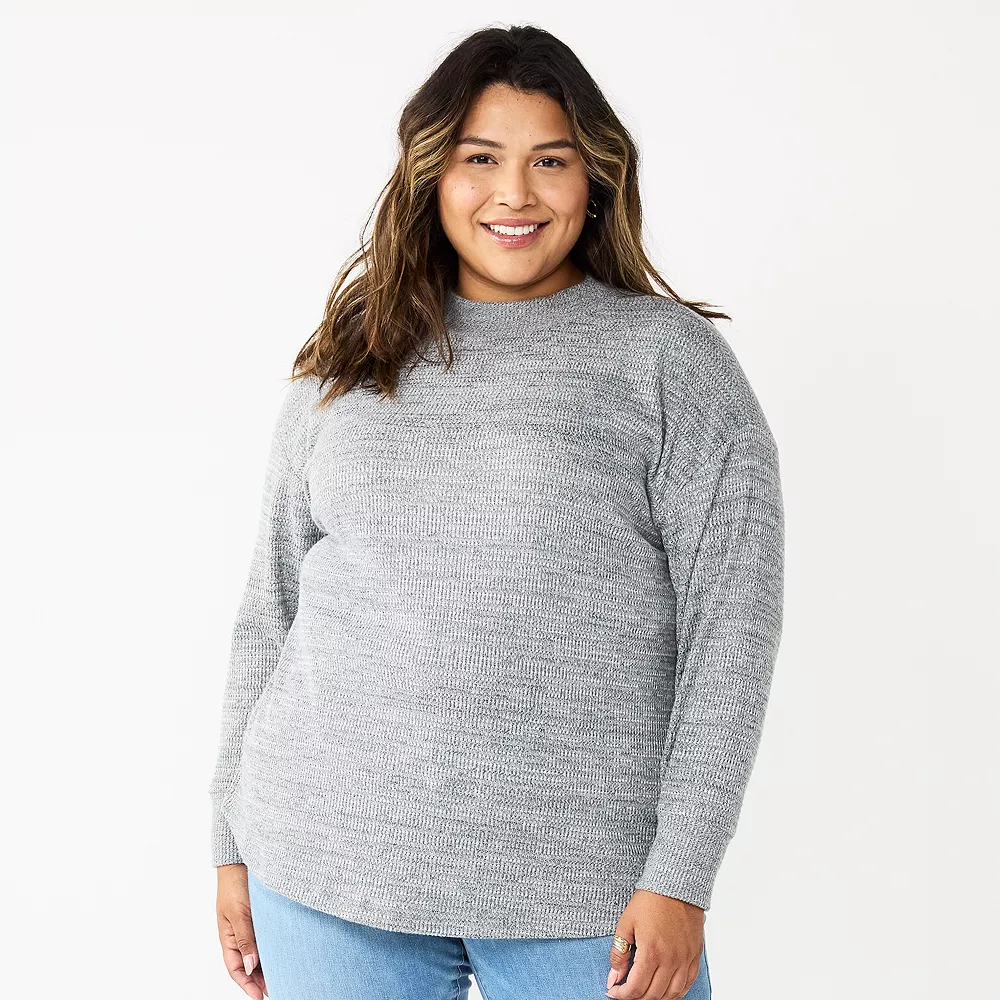 Plus Size Sonoma Goods For Life® Mockneck Waffle Top 6 Plus Size Sonoma Goods For Life® Mockneck Waffle Top - Image 6