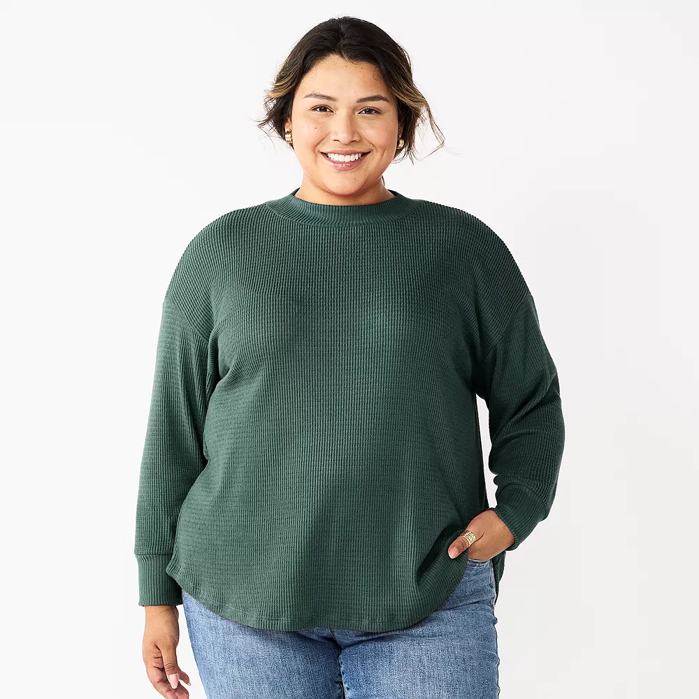 Plus Size Sonoma Goods For Life® Mockneck Waffle Top 1 Plus Size Sonoma Goods For Life® Mockneck Waffle Top