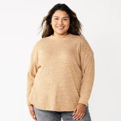 Plus Size Sonoma Goods For Life® Mockneck Waffle Top 9 Plus Size Sonoma Goods For Life® Mockneck Waffle Top -True Fit Shop 5686673 Talus Brown