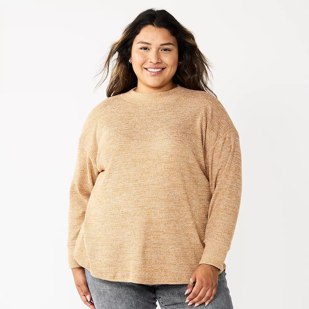 Plus Size Sonoma Goods For Life® Mockneck Waffle Top 3 Plus Size Sonoma Goods For Life® Mockneck Waffle Top - Image 3