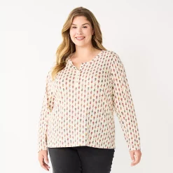 Plus Size Sonoma Goods For Life® Essential Long Sleeve Henley Top 10 Plus Size Sonoma Goods For Life® Essential Long Sleeve Henley Top -True Fit Shop 5690602 Cream Floral