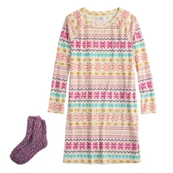 Women's Sonoma Goods For Life® 2-pc. Long Sleeve Crewneck Sleepshirt & Socks Set 15 Women's Sonoma Goods For Life® 2-pc. Long Sleeve Crewneck Sleepshirt & Socks Set -True Fit Shop 5690614 ALT5