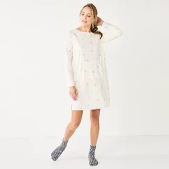 Women's Sonoma Goods For LifeĀ® 2-pc. Long Sleeve Crewneck Sleepshirt & Socks Set