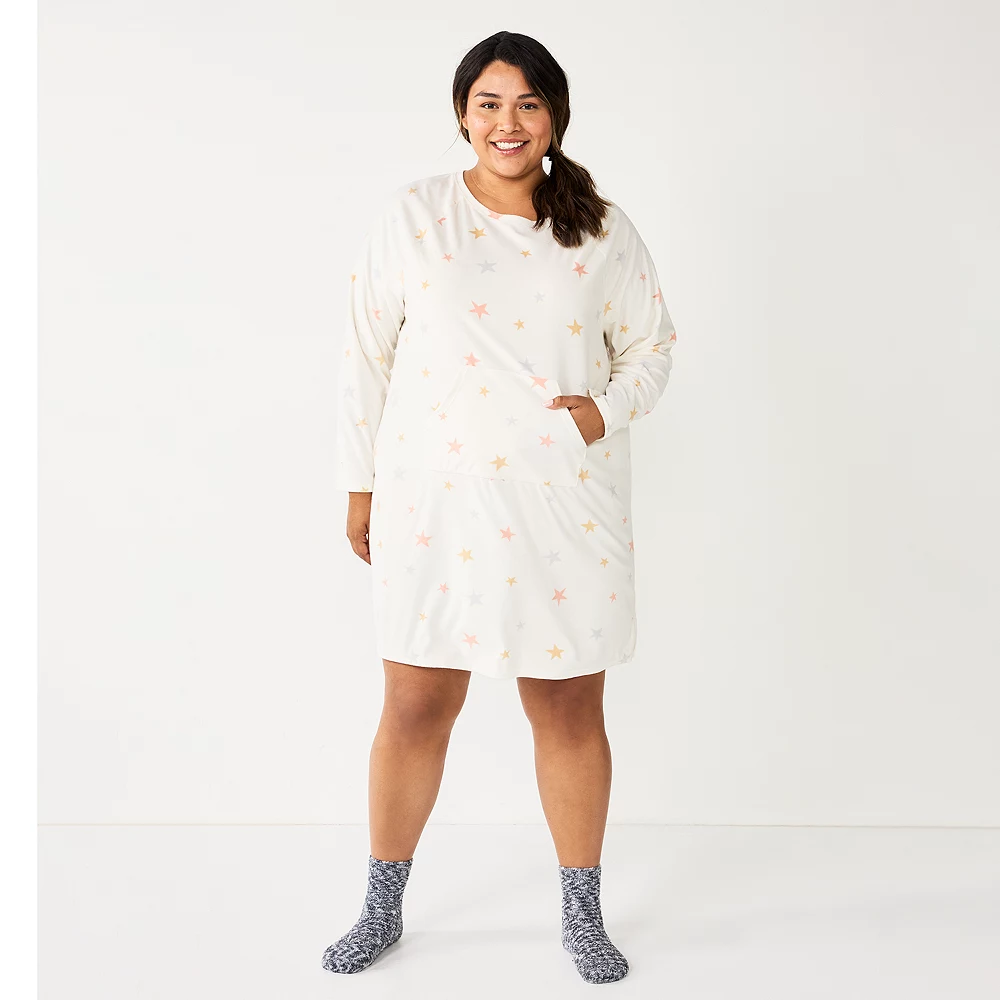 Plus Size Sonoma Goods For Life® 2-pc. Long Sleeve Crewneck Sleepshirt & Socks Set 5 Plus Size Sonoma Goods For Life® 2-pc. Long Sleeve Crewneck Sleepshirt & Socks Set - Image 5
